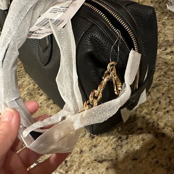 NWT MICHAEL Kors GRAYSON LARGE SATCHEL shoulder bag BLACK Leather Gold MSRP$348 - Picture 7 of 10